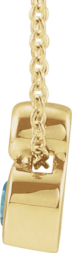 14K Gold Oval Natural Blue Zircon Bezel-Set Necklace or Slide Pendant - Yellow Gold - view 4