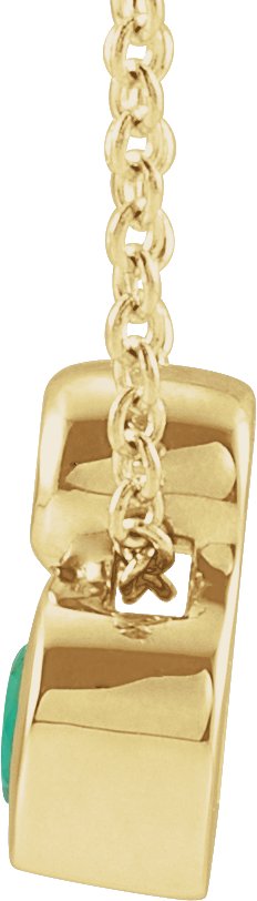 14K Gold Oval Lab-Grown Emerald Bezel-Set Necklace or Slide Pendant - Yellow Gold - view 4