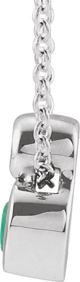 14K Gold Oval Lab-Grown Emerald Bezel-Set Necklace or Slide Pendant - White Gold - view 4