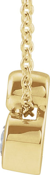 14K Gold Oval Natural White Sapphire Bezel-Set Necklace or Slide Pendant - Yellow Gold - view 4