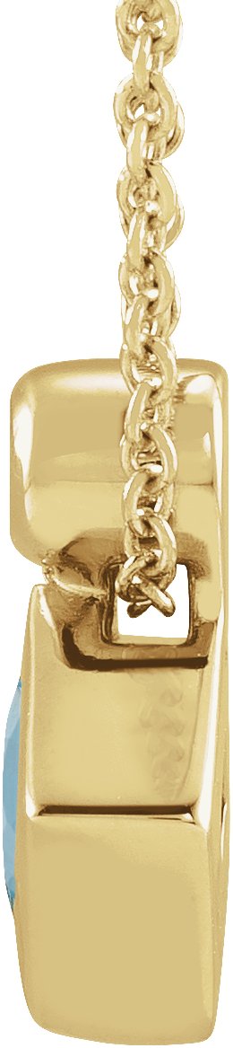 14K Gold Oval Natural Aquamarine Bezel-Set Necklace or Slide Pendant - Yellow Gold - view 4