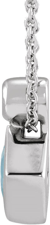 Platinum Oval Natural Aquamarine Bezel-Set Necklace or Slide Pendant - view 4