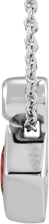 Platinum Oval Natural Mozambique Garnet Bezel-Set Necklace or Slide Pendant - view 4