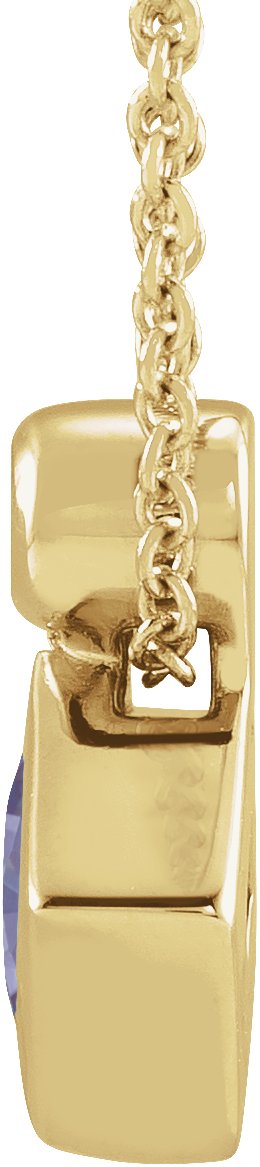 14K Gold Square Natural Tanzanite Bezel-Set Necklace or Slide Pendant - Yellow Gold - view 4