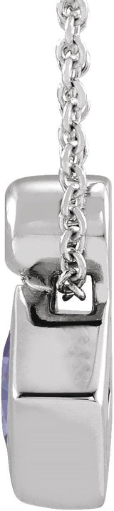 Platinum Square Natural Tanzanite Bezel-Set Necklace or Slide Pendant - view 4