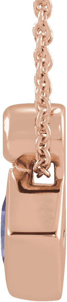 14K Gold Square Natural Tanzanite Bezel-Set Necklace or Slide Pendant - Rose Gold - view 4