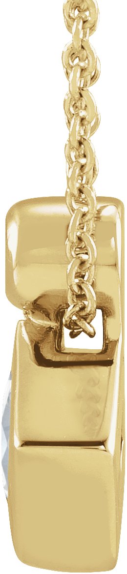 14K Gold Oval Natural White Sapphire Bezel-Set Necklace or Slide Pendant - Yellow Gold - view 4