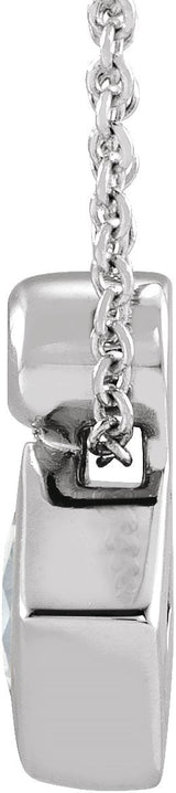 Platinum Oval Natural White Sapphire Bezel-Set Necklace or Slide Pendant - view 4