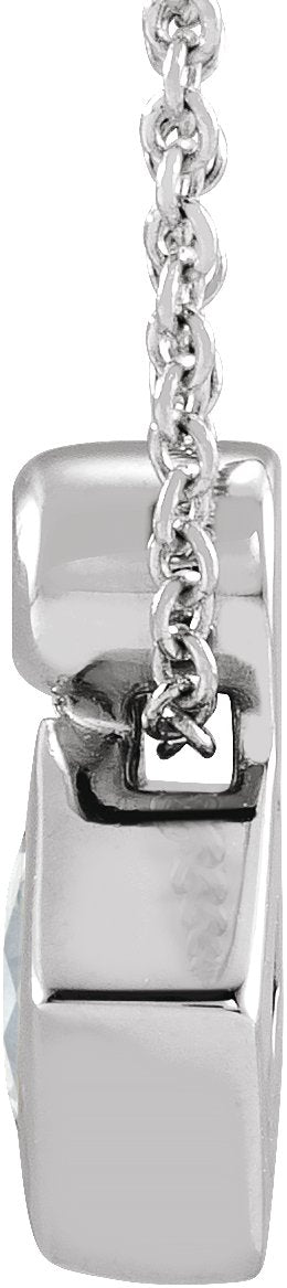 14K Gold Oval Natural White Sapphire Bezel-Set Necklace or Slide Pendant - White Gold - view 4