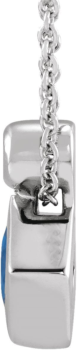 Platinum Oval Natural Blue Sapphire Bezel-Set Necklace or Slide Pendant - view 4