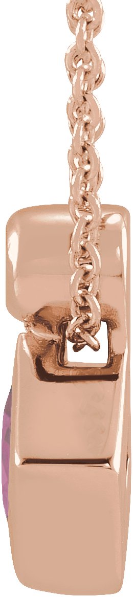 14K Gold Oval Natural Pink Tourmaline Bezel-Set Necklace or Slide Pendant - Rose Gold - view 4