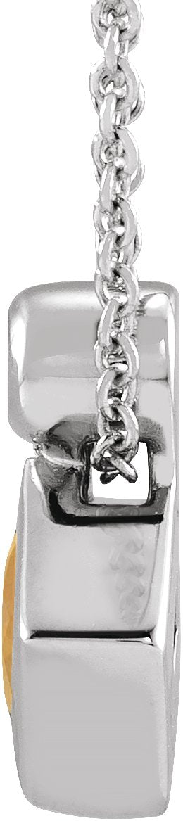 14K Gold Oval Natural Citrine Bezel-Set Necklace or Slide Pendant - White Gold - view 4