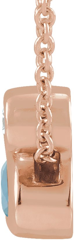 14K Gold Oval Natural Aquamarine Bezel-Set Necklace or Slide Pendant - Rose Gold - view 4