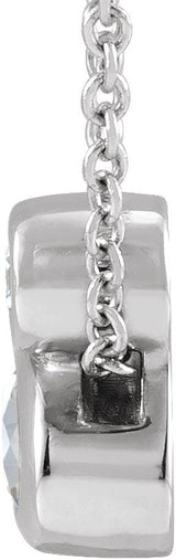 14K Gold Oval Natural White Sapphire Bezel-Set Necklace or Slide Pendant - White Gold - view 4