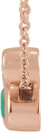 14K Gold Oval Lab-Grown Emerald Bezel-Set Necklace or Slide Pendant - Rose Gold - view 4