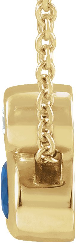 14K Gold Oval Lab-Grown Blue Sapphire Bezel-Set Necklace or Slide Pendant - Yellow Gold - view 4