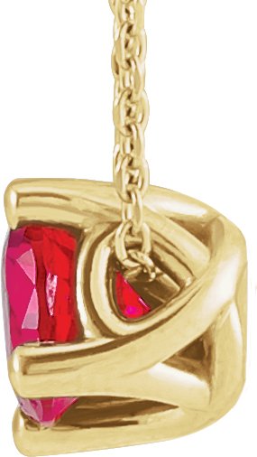 14K Gold Round Natural Ruby Solitaire Necklace or Slide Pendant - Yellow Gold - view 4