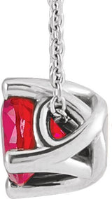 14K Gold Round Natural Ruby Solitaire Necklace or Slide Pendant - White Gold - view 4