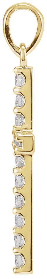 14K Gold Round Natural Diamond Accented Cross Necklace or Pendant - Yellow Gold - view 6