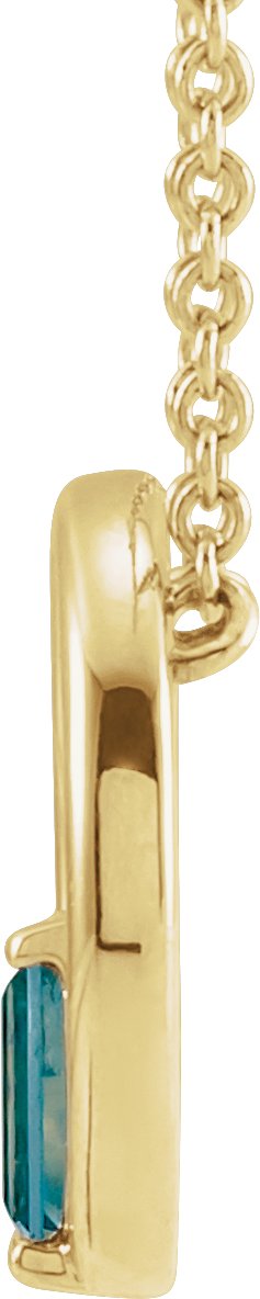 14K Gold Natural London Blue Topaz Straight Baguette Circle Necklace or Pendant - Yellow Gold - view 2