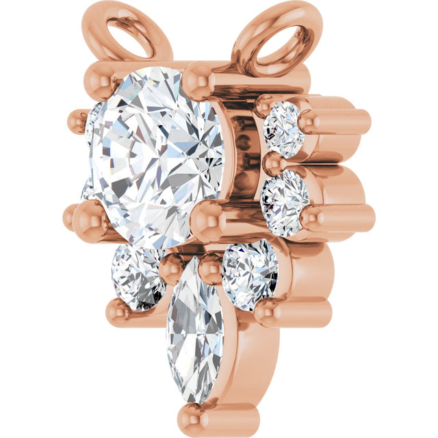 14K Gold Round Natural Diamond Accented Necklace – 1/4 CTW - Rose Gold - view 2