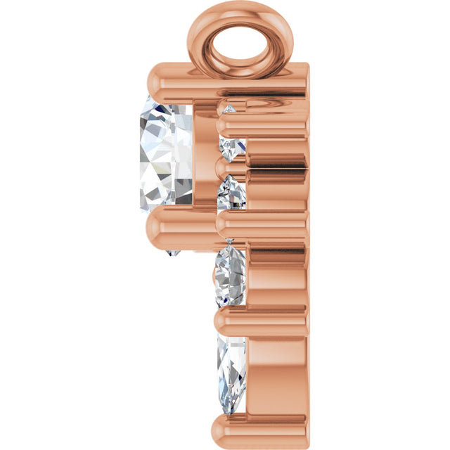 14K Gold Round Natural Diamond Accented Necklace – 1/4 CTW - Rose Gold - view 3