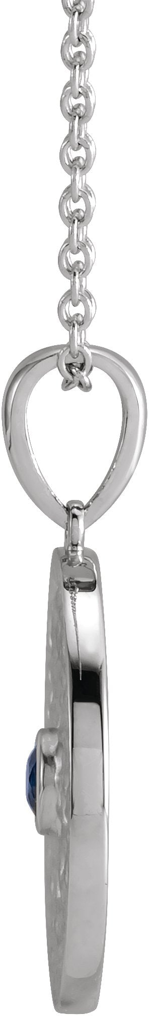 14K Gold Round Natural White Sapphire Beaded Disc Necklace or Pendant - White Gold - view 2