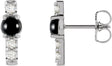 Platinum Round Natural Black Onyx & Natural Diamond Accented Bar Earrings
