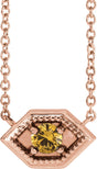14K Gold Round Natural Yellow Sapphire Geometric Necklace - Rose Gold