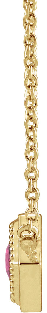 14K Gold Round Natural Pink Sapphire Geometric Necklace - Yellow Gold - view 2