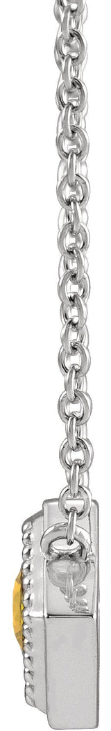 Platinum Round Natural Yellow Sapphire Geometric Necklace - view 2