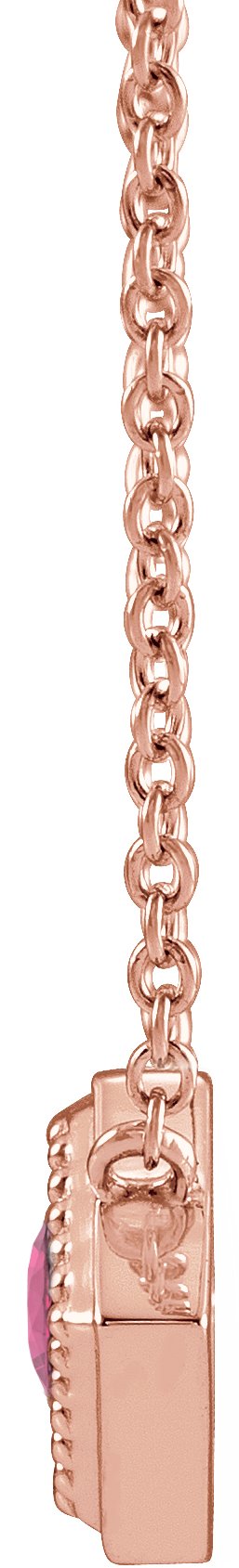 14K Gold Round Natural Pink Sapphire Geometric Necklace - Rose Gold - view 2