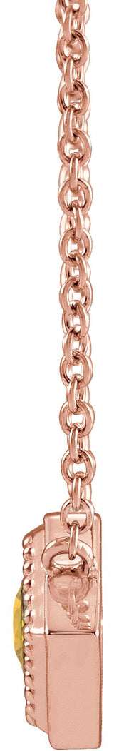 14K Gold Round Natural Yellow Sapphire Geometric Necklace - Rose Gold - view 2