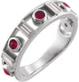 Platinum Round Natural Rhodolite Garnet & Natural Diamond Accented Bezel-Set Cabochon Ring