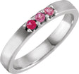 Platinum Round Natural Pink Multi-Gemstone Three-Stone Midi Ring