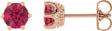 14K Gold Lab-Grown Ruby & Natural Diamond Round 6-Prong Accented Crown Stud Earrings - Rose Gold