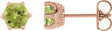 14K Gold Natural Peridot & Natural Diamond Round 6-Prong Accented Crown Stud Earrings - Rose Gold