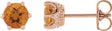 14K Gold Natural Citrine & Natural Diamond Round 6-Prong Accented Crown Stud Earrings - Rose Gold
