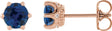 14K Gold Lab-Grown Blue Sapphire & Natural Diamond Round 6-Prong Accented Crown Stud Earrings - Rose Gold