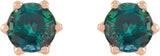 14K Gold Lab-Grown Alexandrite & Natural Diamond Round 6-Prong Accented Crown Stud Earrings - Rose Gold - view 2