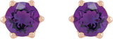 14K Gold Natural Amethyst & Natural Diamond Round 6-Prong Accented Crown Stud Earrings - Rose Gold - view 2