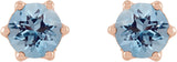 14K Gold Natural Aquamarine & Natural Diamond Round 6-Prong Accented Crown Stud Earrings - Rose Gold - view 2