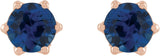 14K Gold Lab-Grown Blue Sapphire & Natural Diamond Round 6-Prong Accented Crown Stud Earrings - Rose Gold - view 2