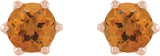 14K Gold Natural Citrine & Natural Diamond Round 6-Prong Accented Crown Stud Earrings - Rose Gold - view 2