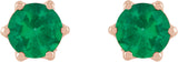 14K Gold Lab-Grown Emerald & Natural Diamond Round 6-Prong Accented Crown Stud Earrings - Rose Gold - view 2