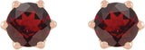 14K Gold Natural Mozambique Garnet & Natural Diamond Round 6-Prong Accented Crown Stud Earrings - Rose Gold - view 2