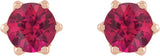14K Gold Lab-Grown Ruby & Natural Diamond Round 6-Prong Accented Crown Stud Earrings - Rose Gold - view 2