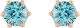 14K Gold Natural Blue Zircon & Natural Diamond Round 6-Prong Accented Crown Stud Earrings - Rose Gold - view 2