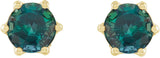 14K Gold Lab-Grown Alexandrite & Natural Diamond Round 6-Prong Accented Crown Stud Earrings - Yellow Gold - view 2
