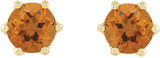 14K Gold Natural Citrine & Natural Diamond Round 6-Prong Accented Crown Stud Earrings - Yellow Gold - view 2